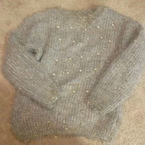 Grey Pearl tinsel sweater- looks like a size small